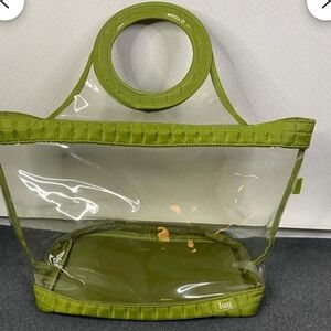 Vintage Lug Green Transparent Tote Bag round Handles